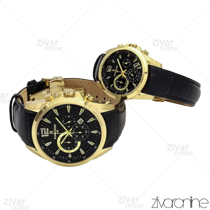 ست ساعت رومانسون سه موتوره مدل VIP بند چرم مشکی 105943