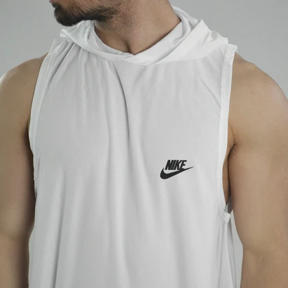 رکابی کلاهدار ورزشی مردانه نایک مدل VHD-Dri Fit-4K1003 سفید