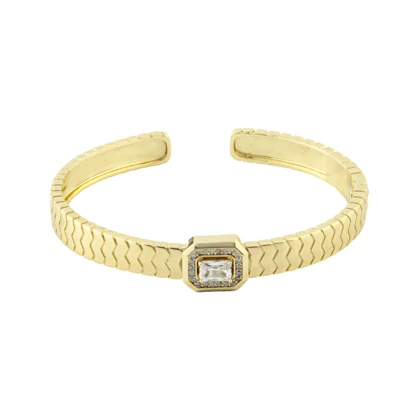 دستبند زنانه بنگل مدل خطی نگین‌دار