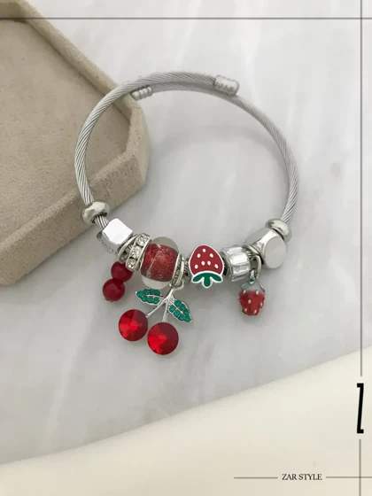 دستبند پاندورا چارم گیلاس و توت فرنگی