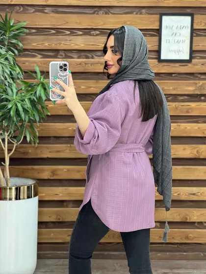 مانتو نازلی آستین پفی چهار جیب