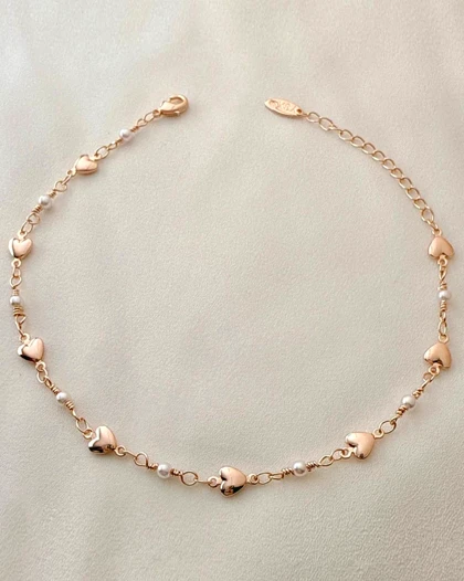 پابند خطی قلب و مروارید YSX