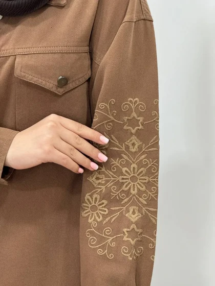 مانتو کتان پاییزه گلدوزی نیکول 1