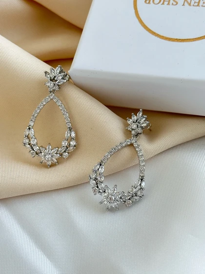گوشواره مجلسی اشکی نگین گل