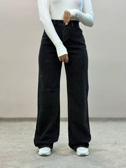 شلوار جین نیمبگ زغالی 6206