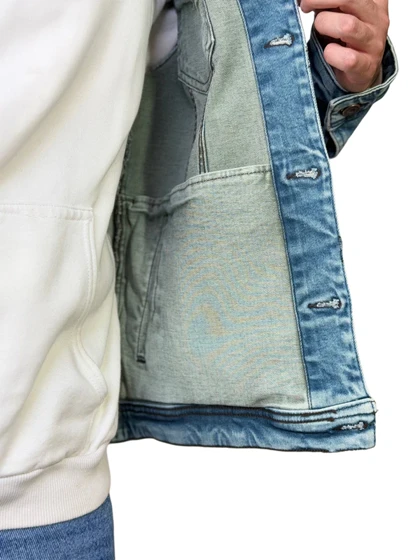 کت جین مردانه گرم بالا کاپشن رنگ آبی روشن کد 00345