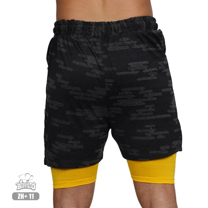 شلوارک کشاله دار چریکی بوفالو تنفسی بدنسازی زرد