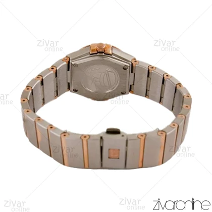 ساعت امگا کانسلیشن زنانه دورنگ رزگلد صفحه سفید ایندکس خطی 102296