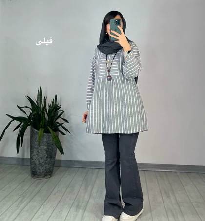 مانتو راه راه بادام