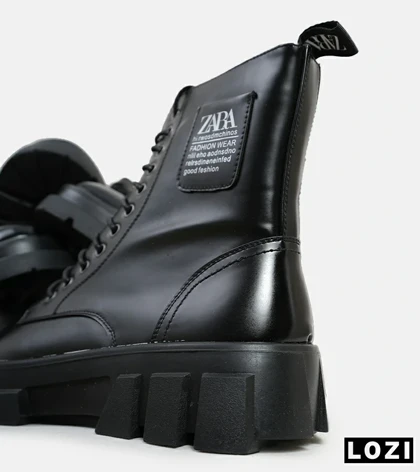 بوت مردانه چرمی مشکی ZARA مدل 6208