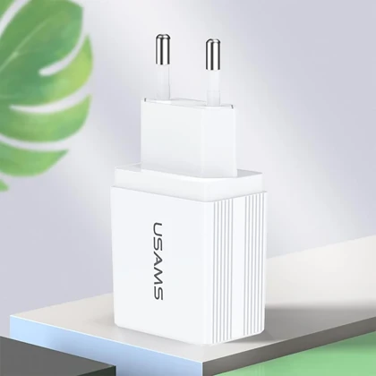 شارژر دیواری 2.1 آمپر یوسامز USAMS مدل cc090+sj099 با کابل تایپ سی