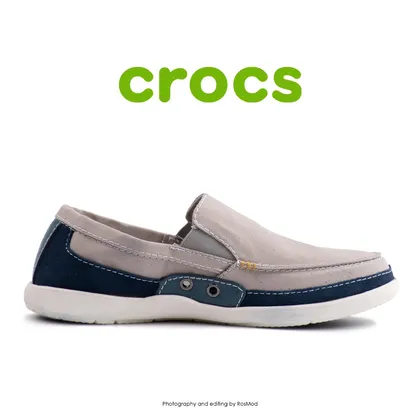 لوفر مردانه کراکس - Crocs Walu Accent Men Light Grey/Navy