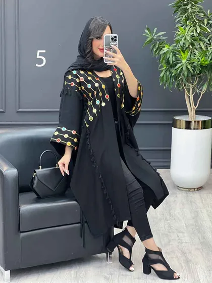 مانتو بلند طرح دار ترکیبی