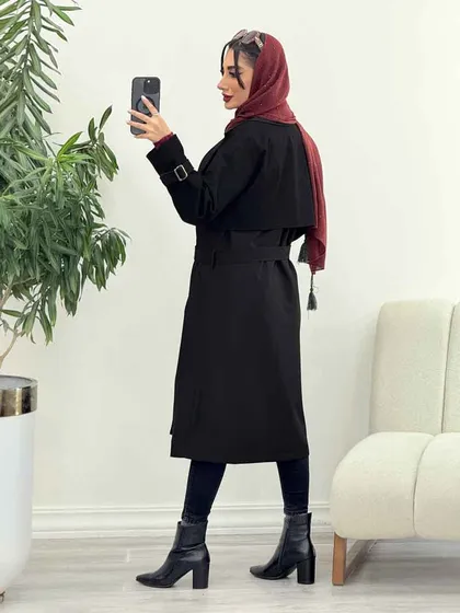 بارانی جین ترکیبی دو جیب