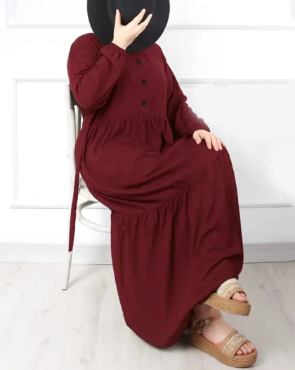 پیراهن نخی جلو دکمه دار 6943