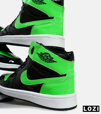 کفش کتانی مردانه و زنانه ساق‌دار مشکی سبز NIKE jordan 1