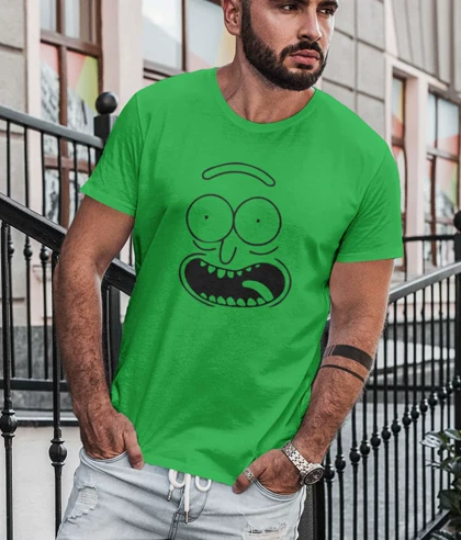 تیشرت طرح ریک و مورتی | Pickle Rick Face Men's T-Shirt کد 253404