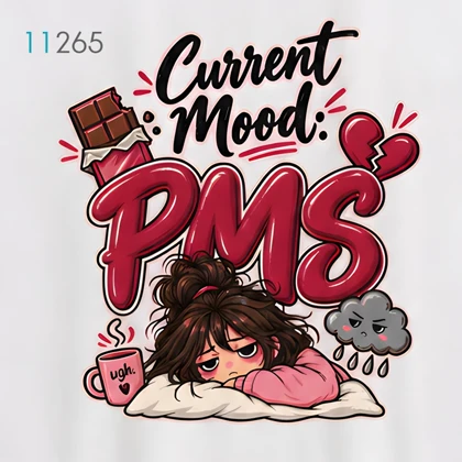 تیشرت زنانه سفید طرح Current Mood PMS