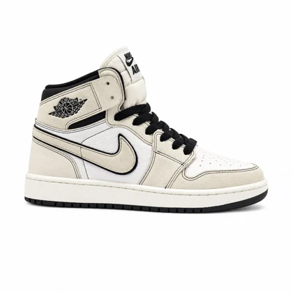 کفش و کتانی زنانه و دخترانه ساق‌دار مدل NIKE JORDAN 1 رنگ کرم مشکی کد 21953
