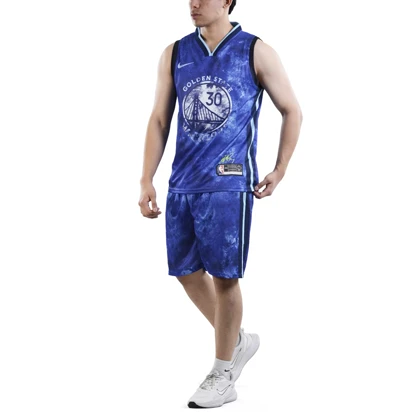 ست رکابی و شلوارک بسکتبالی گلدن استیت مدل Nike-DRI FIT-5B109 آبی