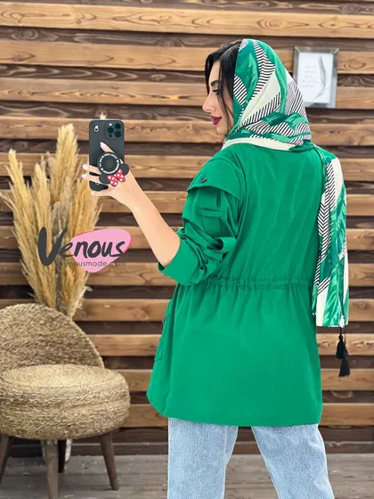 مانتو جیب دودکمه کمرگت