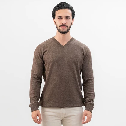 پلیور بافت اسلیم فیت یقه هفت مردانه - 03252357