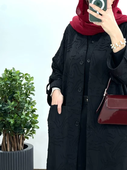 مانتو بلند جلو دکمه ژاکلین