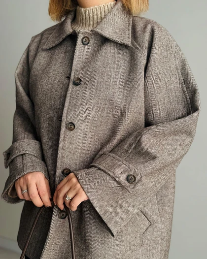 کت پشمی جناغی Latte