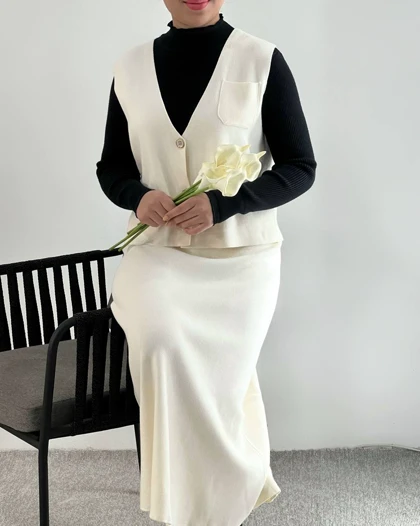 ست جلیقه و دامن بلند کد 4429