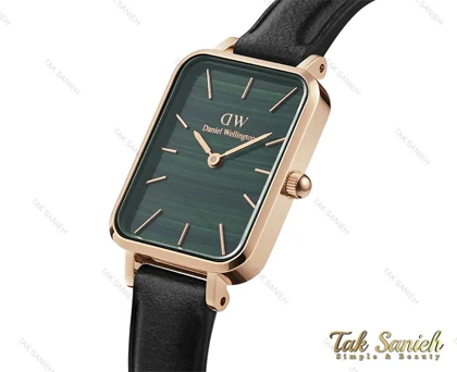 ساعت دنیل ولینگتون مستطیلی زنانه صفحه سبز بند چرم DW-3871-L