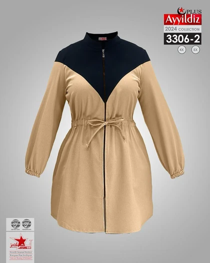 سویشرت مانتویی زنانه سایز بزرگ کد 3306