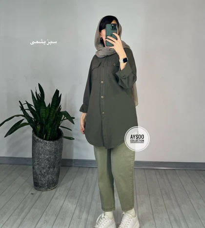 مانتو مداد رنگی پسته (ایراددار)