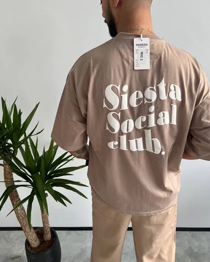 تیشرت استین کوتاه SIESTA رنگ نسکافه ای