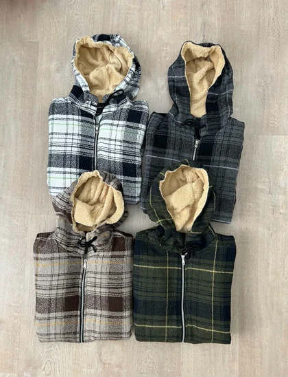 سویشرت چهارخانه کلاهدار 6104
