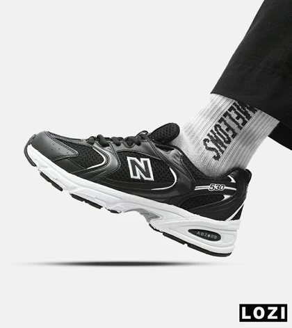 کفش کتانی زنانه و مردانه مشکی سفید NEW BALANCE 530