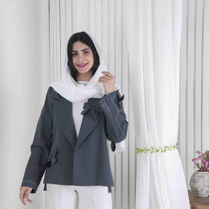 مانتو دخترانه گاواردین پاپیونی MISS ROSO