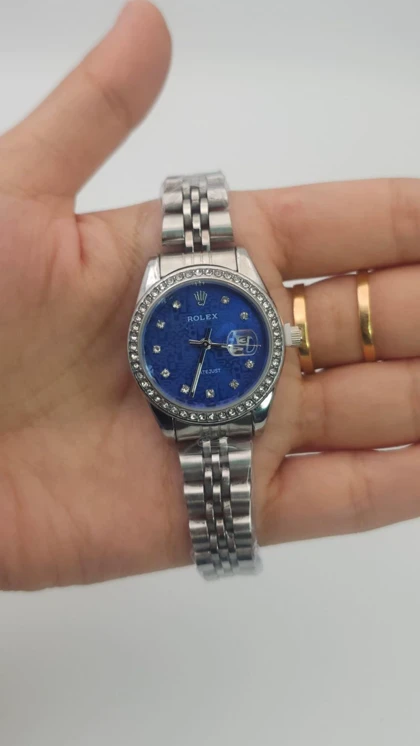 ساعت مچی زنانه رولکس Rolex با موتور کواتز و تاریخ دار