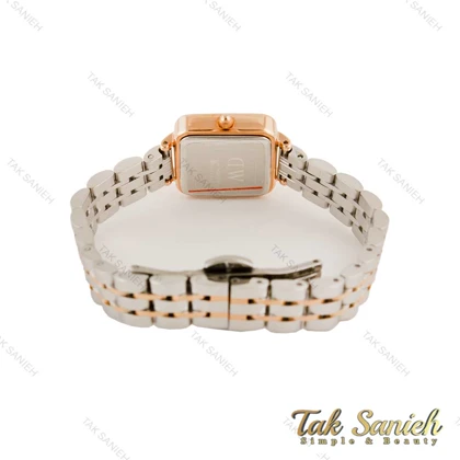 ساعت دنیل ولینگتون مربعی زنانه دورنگ رزگلد صفحه سفید DW-4477-L