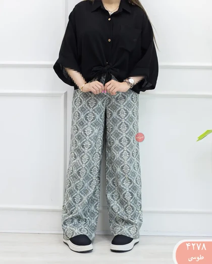 شلوار بگ طرح دار 4278