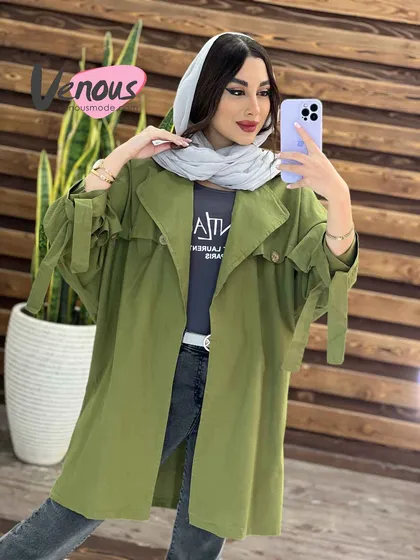 مانتو لینن دکمه چوبی