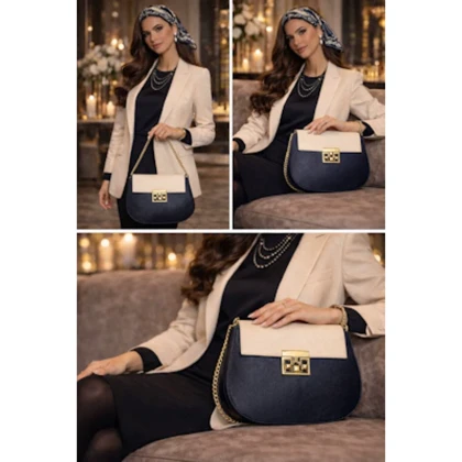 کیف مجلسی زنانه مدل ساتین - نیم‌گرد شیک