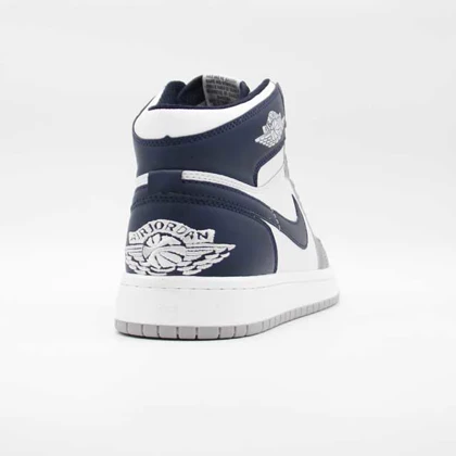 کتانی جردن 1 ساق‌دار سفید سرمه ای کد 6624