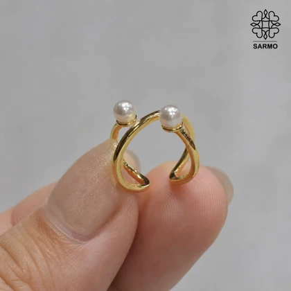 انگشتر استیل مرواریدی طلایی کد 509151017
