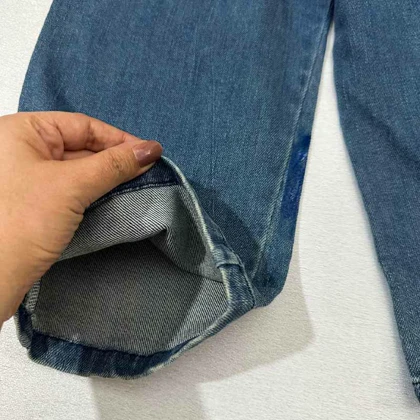 شلوار جین بگ زاپ‌دار طرح رنگی رنگی دخترانه وارداتی