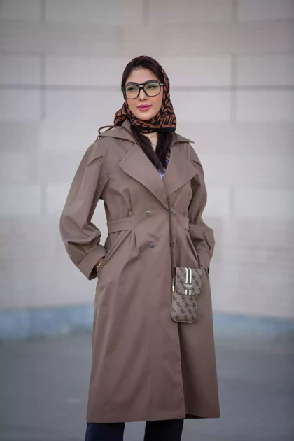 بارانی کتان بلند پشت کش