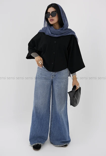 شومیز زنانه لینن باکسی کیمونو کد1006056