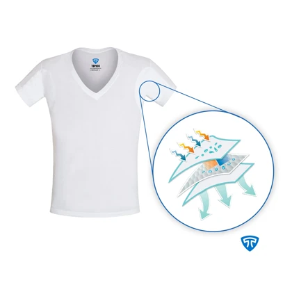 زیرپوش ضد تعریق یقه هفت باز مردانه سفید