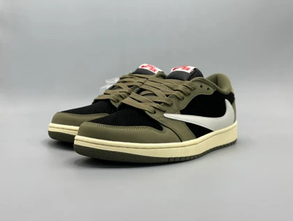 کتانی نایکی جردن1 لو تراویس مستر بلک اولیو/Nike Air Jordan1 Travis