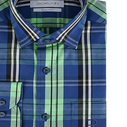 پیراهن مردانه رسمی چهارخونه آبی C60