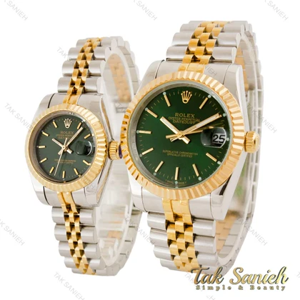 ساعت رولکس ست دورنگ طلایی صفحه سبز ایندکس خط Rolex-4514-S